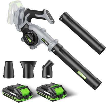 Leaf Blower Cordless-20V Lightweight Mini Leaf Blowers with 2x2.0Ah Battery and Charger,3 Blowing Nozzles & 3 Speed Modes,Battery Powered Leaf Blowers for Lawn Care,Patio,Yard,Dust