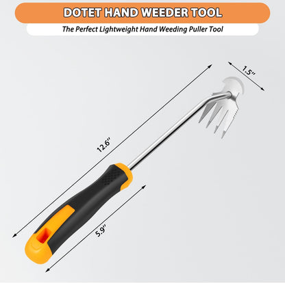 Uprooting Weeding Tool - Hand Held Weeder Puller Tool, Rubber Handle, 4 Teeth Weed Remover for Garden Farm Weeding