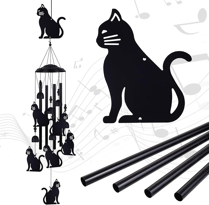 Cats Wind Chimes Outdoor, Memorial Wind Chimes, Mobile Cats Bells, Music Wind Catcher, Cat Wind Chime for Home, Tree, Yard, Patio, Garden Decoration, Festival Gifts for Mom, Xmas Gifts for Cat Lovers