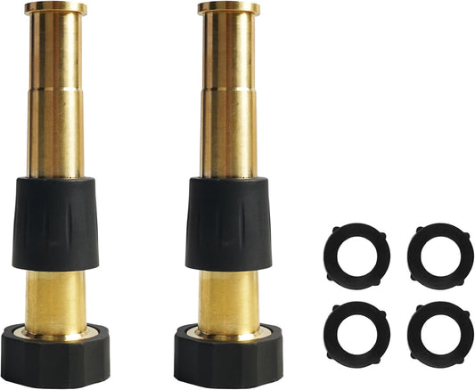 Hourleey 2 Pcs 5" Heavy Duty Brass Nozzles, Brass Jet Sweeper Garden Hose Nozzle, 3/4" GHT Nozzles for Garden Watering, Car and Pet Washing