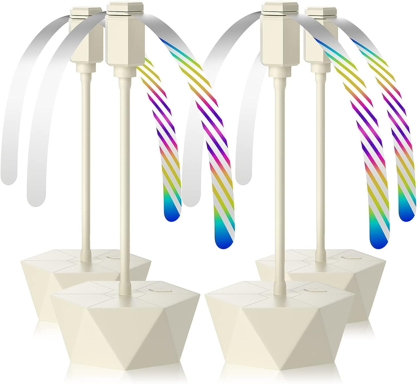 Grete Gotye Portable Battery Powered Fly Fans for Tables Up to 15 Hours Working Time, 4-Pack Indoor Outdoor Food Fan with Flexible Goose-Neck Blades for Home Restaurant Party Picnic Patio BBQ, Beige