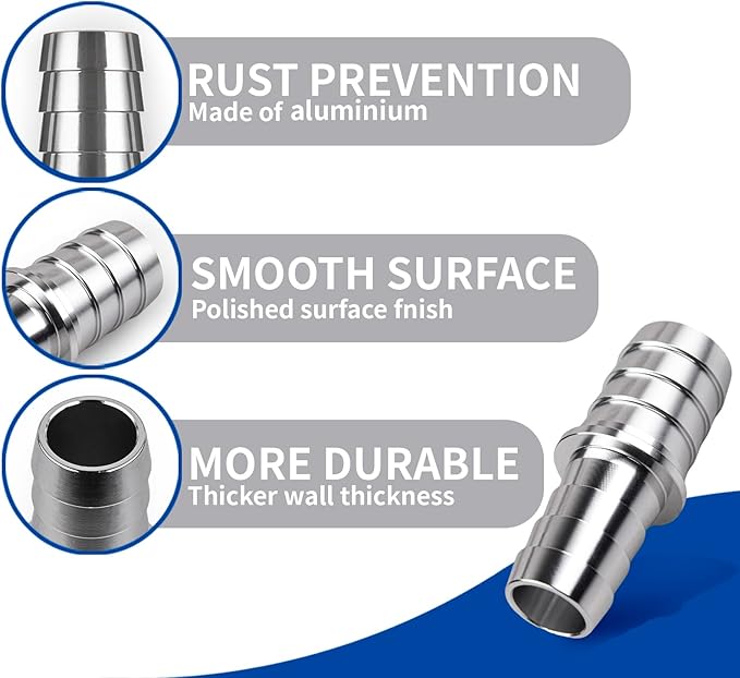 5/8"to 3/4" Hose Barb Splice Coupler Repair Fitting Reducer Adapter Aluminum 2Pcs