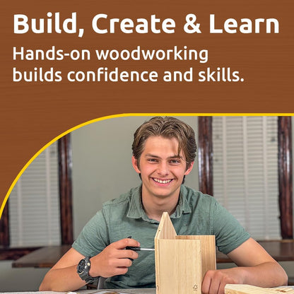 SparkJump Cottage Birdhouse Kit - Easy DIY Bird House for Outdoors, Cedar Roof & Front Porch, Natural Stones, FSC Certified Wood, Fun Family Crafting Project