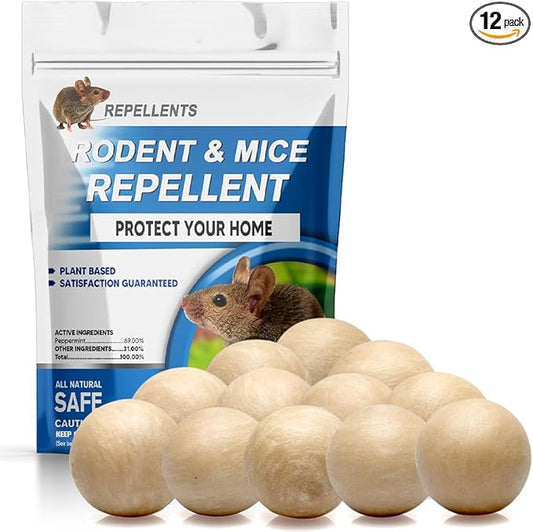 Rodent Repellent Indoor,Mouse Repellent,Mice Repellent Indoor,Rodent Away Repellant,Rat Repellent,Keeps Mice Away,Peppermint Oil Repel Mice from Nesting,Covers 50 sq. ft,Effective for 60-90 Days-12P