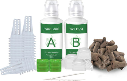 Seed Pods Kit for Hydroponics Growing System, Seed Starter Pods for Indoor Garden, Including 12pcs Grow Sponges, Grow Baskets, A&B Hydroponic Nutrients, Compatible with Idoo, QYO, LYKO, Square Shape