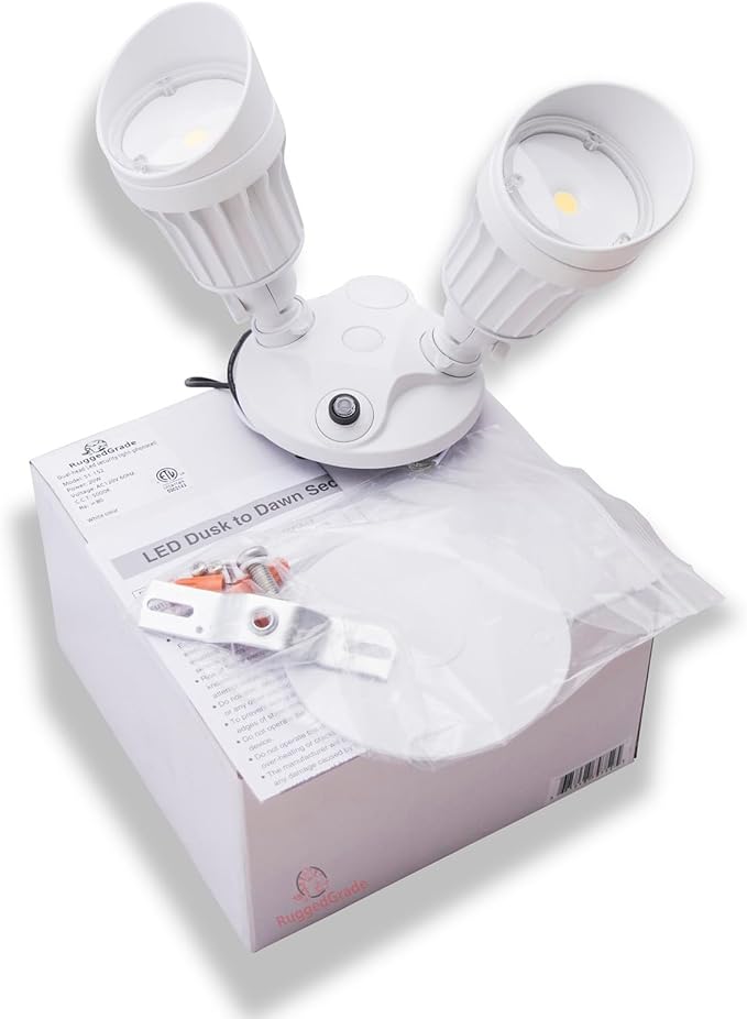 RuggedGrade 20W Lacuna II Series LED Flood Light - 2,400 Lumens - 5000K Bright White - White Housing - Outdoor LED Light - DLC 5.1 Premium