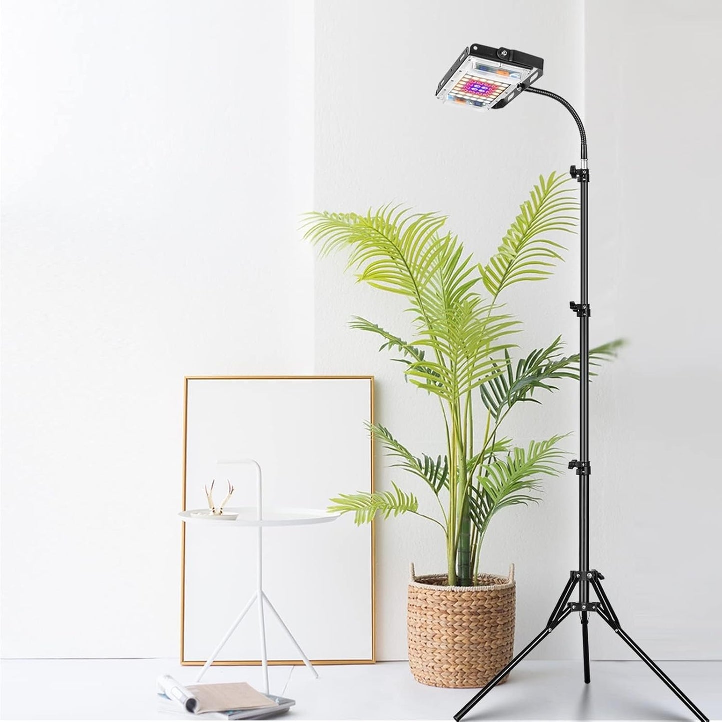 LBW Grow Light with Stand, Full Spectrum LED Plant Light, Floor Grow Lamp with 63" Adjustable Tripod, 4H/8H/12H Timer, 6 Dimmable Brightness, Ideal for Tall Plants