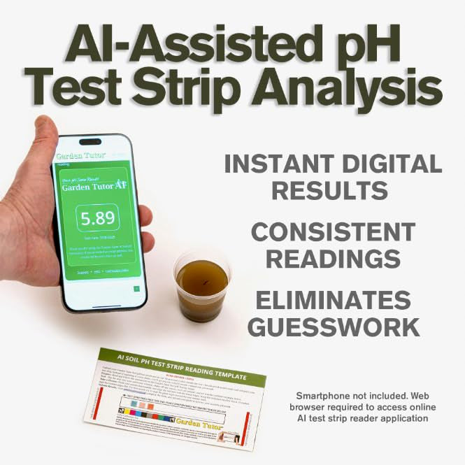 Garden Tutor Soil pH Test Kit – 100 Strips with AI-Powered Web Reader – Accurate Testing for Lawn, Garden & Compost – pH 3.5–9