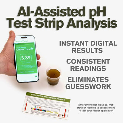 Garden Tutor Soil pH Test Kit – 100 Strips with AI-Powered Web Reader – Accurate Testing for Lawn, Garden & Compost – pH 3.5–9