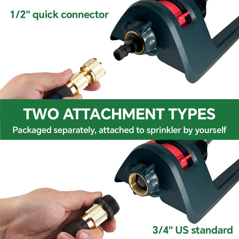 Lawn Sprinkler, 18 Brass Nozzles Garden Water Oscillating Sprinkler for Yard Covers up to 3,600 sq.ft, Heavy Weight Base, Built-in Spray Jet Cleaning Needle