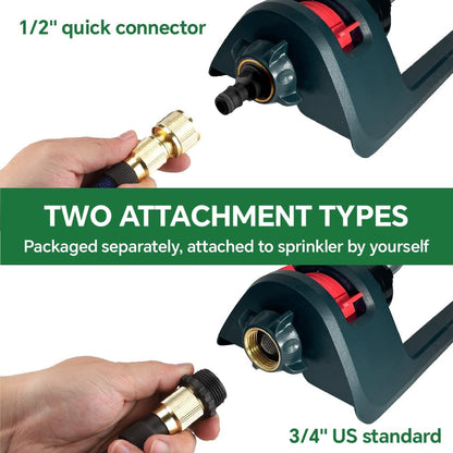 Lawn Sprinkler, 18 Brass Nozzles Garden Water Oscillating Sprinkler for Yard Covers up to 3,600 sq.ft, Heavy Weight Base, Built-in Spray Jet Cleaning Needle