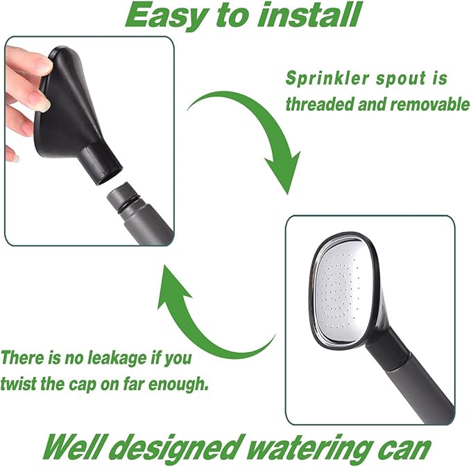 Watering Can 1 Gallon for Garden, Indoor Plants, Outdoor Plant House Flower, Large Long Spout with Sprinkler Head (Grey)