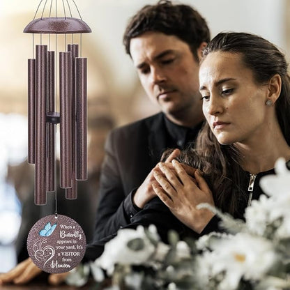 Sympathy Wind Chimes, Personalized Butterfly Wind Chimes for Loss of Loved One, Commemorative Sympathy Gifts for Funeral, in Memory of Dad/Mom/Husband/Wife