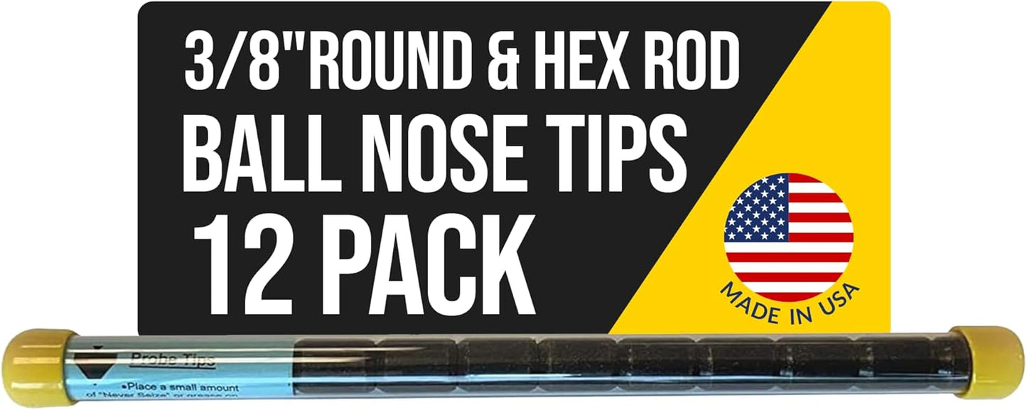 T&T Tools Standard Replacement Tips for 3/8" Soil Probe Rods - Compatible with Smart Stick & Mighty Probe - Ideal for Locating, Plumbing, Landscaping & Gardening Tools - Durable Metal Rod Tips,12-Pack