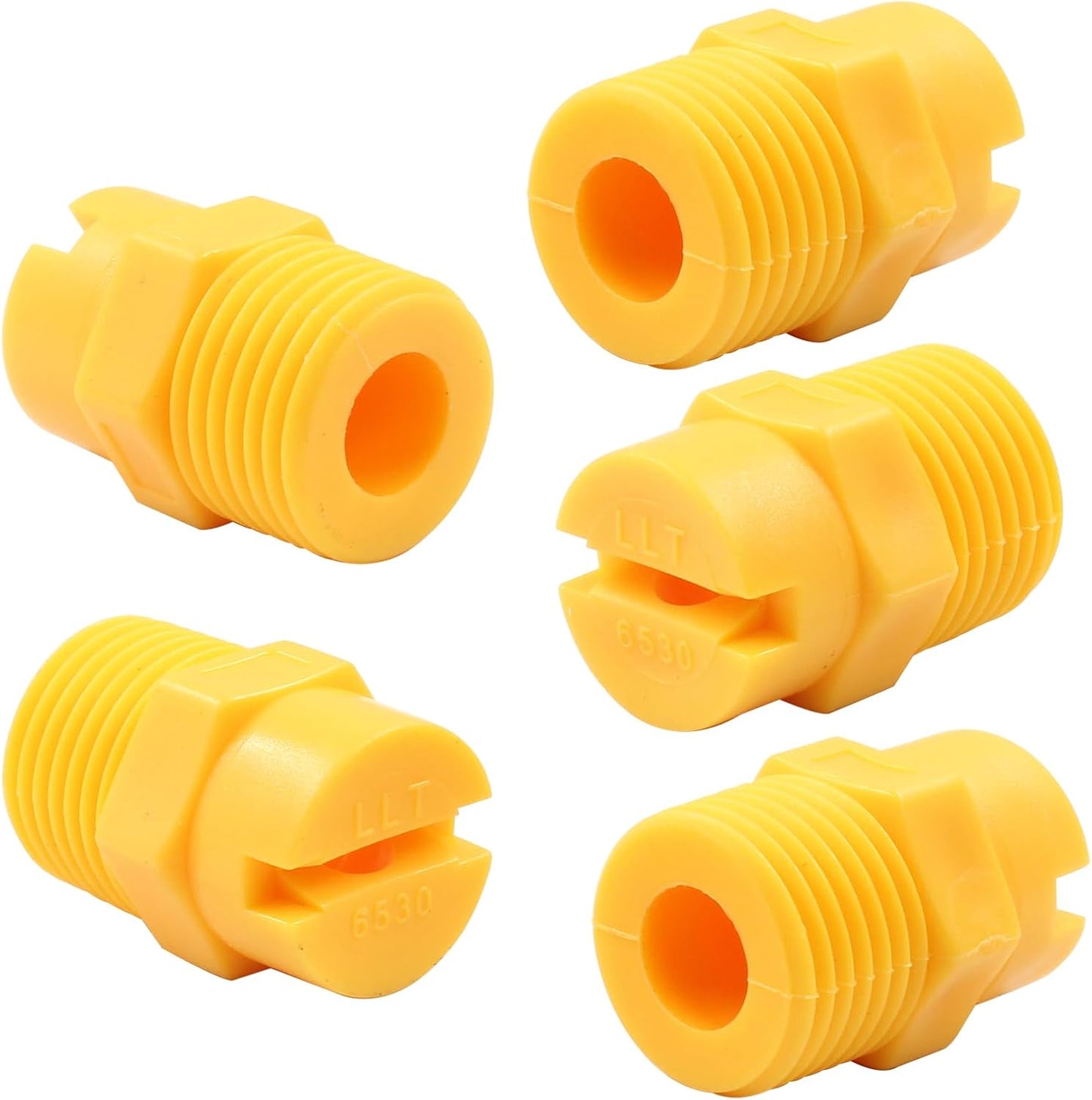 5Pcs 1/2" NPT Male Thread Flat Fan Sprayer Tip 65 Degree Yellow Nozzle Sprayer Nozzle for Industrial Agricultural Equipment Irrigation Cooling