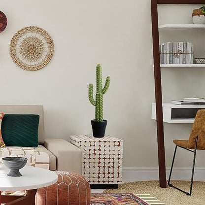 momoplant Artificial Cactus Succulent Plant, 24 Inch Tall Faux Fake Desert Cacti Plant with Black Planter for Home Garden Office Floor Decor