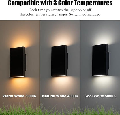 Modern Outdoor Wall Light Black Up and Down Lights Outdoor 10" LED Exterior Lighting Fixtures for House, Porch Outside Lights for Entryway Front Door Patio Garage (10W, 3000K/4500K/6000K)