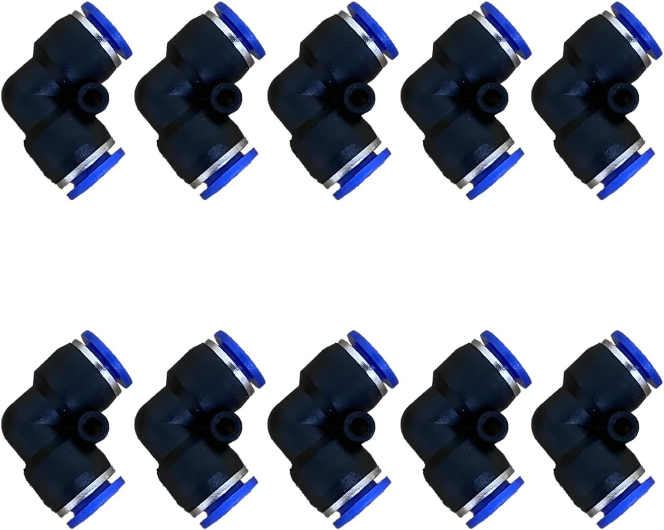 5/16" or 8mm Od Air Line Elbow Union, Push To Connect Air Fittings, Push Elbow Push Air Fitting (10 Pack)