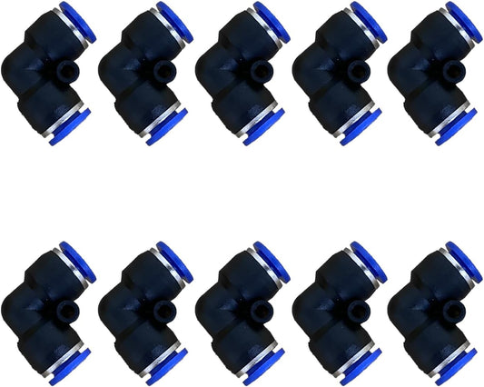5/16" or 8mm Od Air Line Elbow Union, Push To Connect Air Fittings, Push Elbow Push Air Fitting (10 Pack)