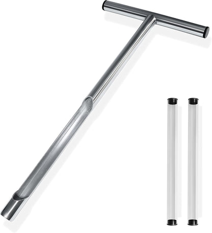 Soil Sampler Probe 21" for Garden, Lawn and Golf Courses Care Maintenance - Stainless Steel with T-Style Handle Soil Test Tool - Complete with 2 PVC Clear Tubes for Soil Samples