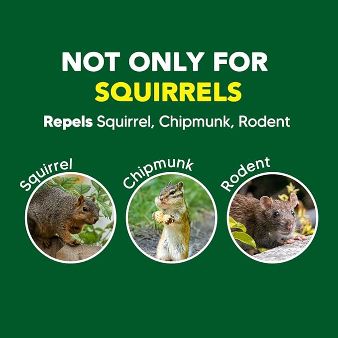 Squirrel Repellent Outdoor, Chipmunk Repellent Outdoor, Peppermint Repel Squirrel and Chipmunk from Garden/Attic/Yard/Bird Feeders, Use Safely Around Family, Pets & Plants - 8P