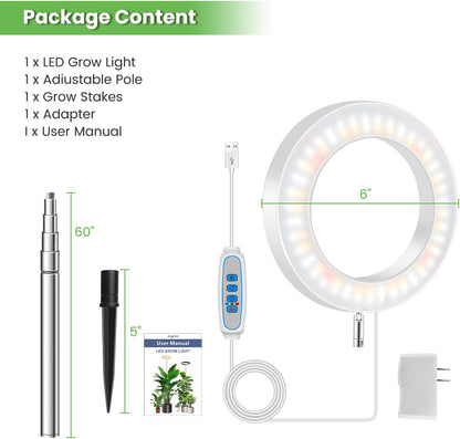 Grow Light, 80 LEDs Full Spectrum Plant Light for Indoor Plants, Height Adjustable 10"-65" Growing Lamp with Auto Timer for 6/12/16Hrs,3 Optional Spectrums,5 Brightness, 1 Pack