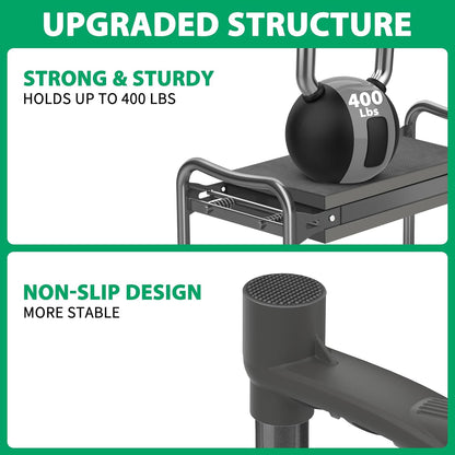 TomCare Garden Kneeler and Seat 10.64” Wider Larger Soft Kneeling Pad Garden Bench with 2 Large Tool Pouches Heavy Duty Garden Stool Foldable Tools Gardening Gifts for Women Men Gardeners,Grey