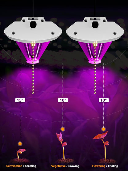 LED Grow Lights for Indoor Plants 48W, 4FT Full Spectrum Sunlight Plant Light, Hanging Suspended Fixture, Linkable, Super Bright, Greenhouse, Easy Installation 4-Pack