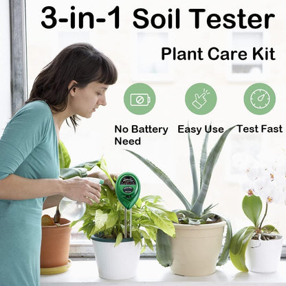 Suplong 3-in-1 Soil Moisture Meter, Upgraded Stainless Steel Probe Soil pH/Light/Moisture Meter for Plants, Soil Tester for Garden, Farm, Lawn, Indoor & Outdoor (No Battery Needed)