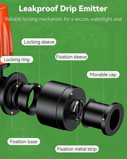 Pawfly 60 Pcs Push-to-Fit Drip Irrigation Spray Emitters with Adjustable 360 Degree Water Flow, Irrigation Drippers with End Plugs, Tee Misting Atomizing Nozzles Micro Sprayers for 1/4 Inch Tubing