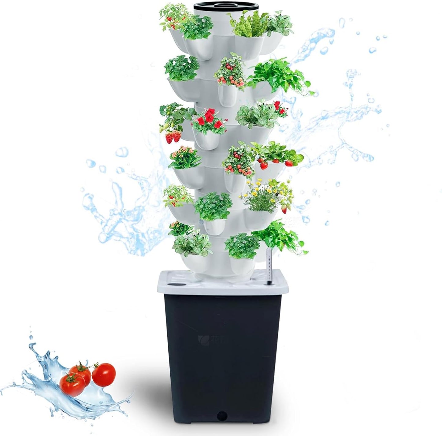 Hydroponics Tower Indoor Growing System Vertical Garden Planter Indoor Smart Garden Kit with Pump and Movable Water Tank Vegetable Plant Gift for Gardening Lover (30-Plants)