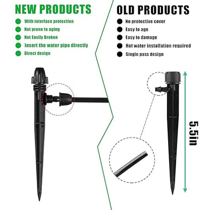 20 Pcs Drip Irrigation Misting Spray Emitters,360 Degree Adjustable Atomizing Nozzles Drip Line Misting Emitters for 1/4" Irrigation Tubing Micro Drip Misting Sprinkler for Garden Watering System