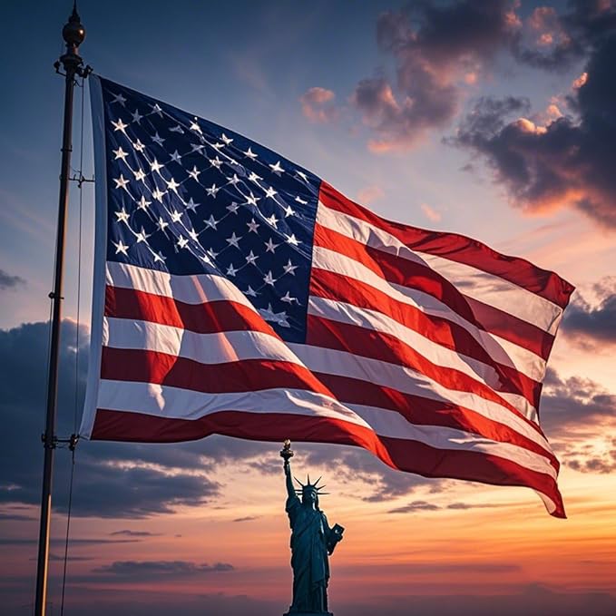 American Flag for Outside 5x8 FT, Deluxe Heavy Duty Spun Polyster, TearProof and Waterproof Super Tough Series, All Weather High Wind USA US Flag with Embroidered Stars, Sewn Stripes, Brass Grommets