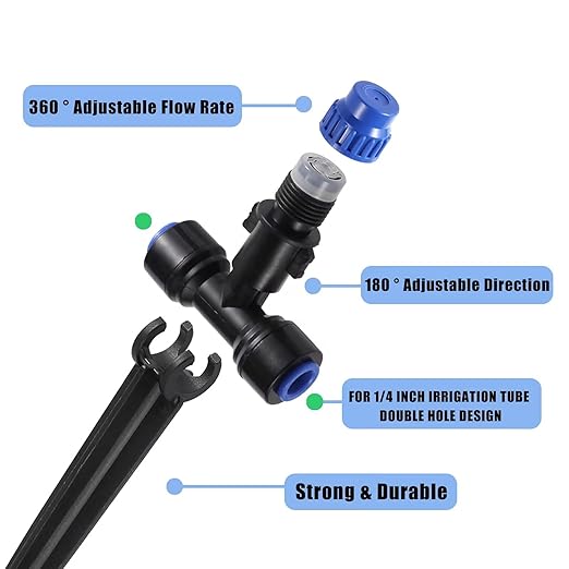 Drip Irrigation Emitters,with Adjustable 360 Degree Water Flow Drippers Atomization Sprayer for 1/4 inch Tubing,Garden Drippers Sprinker for House Garden Watering System (36pcs-Atomization Sprinker)
