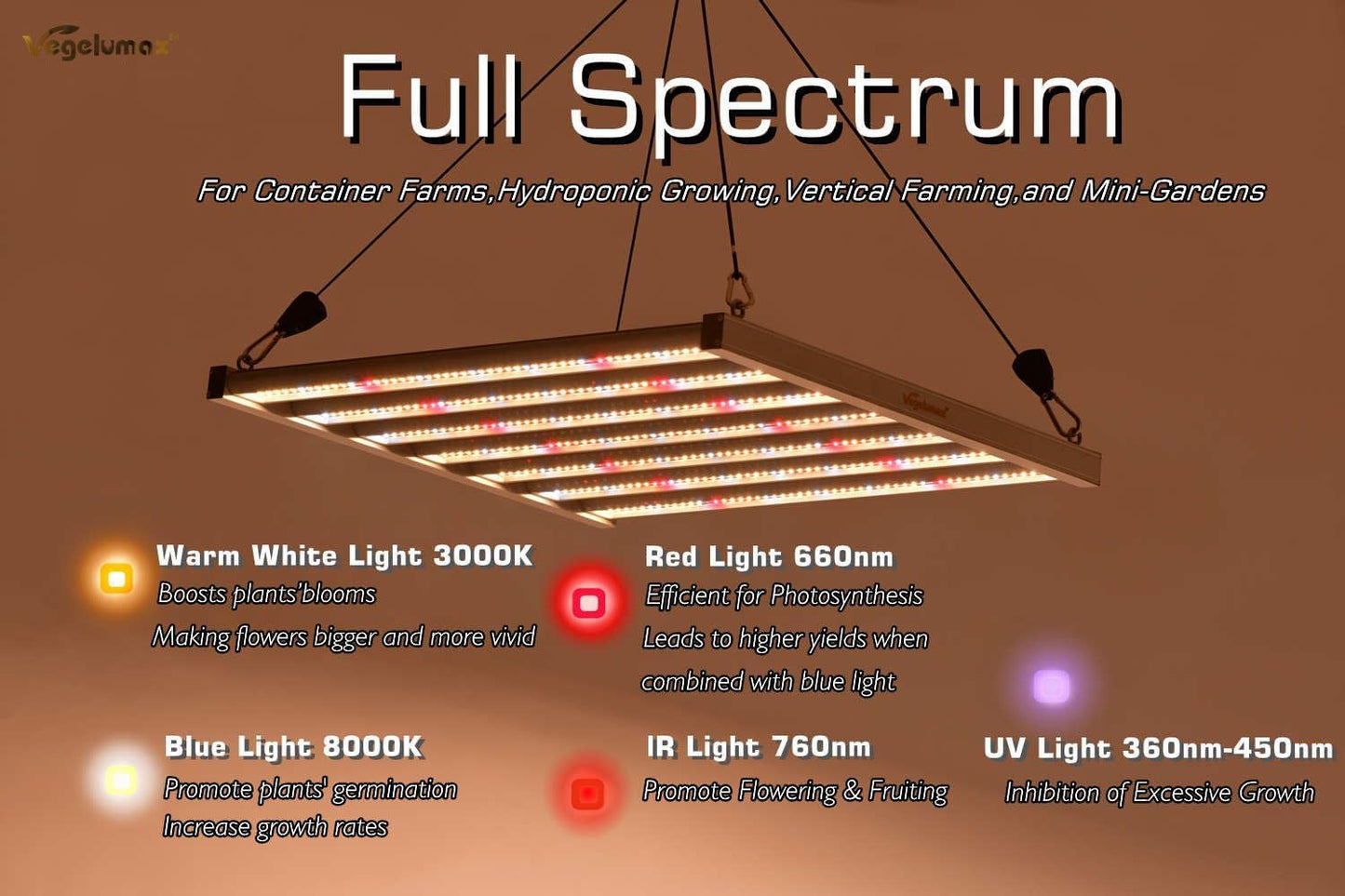 300Watt LED Grow Lamp UV IR Full Spectrum 4x4 5x5ft Coverage Grow Light Bar with 1092pcs Diodes 7 Bars Led Plant Growing Lamp for Vertical Farming Commercial Dimmable, Easy Installation