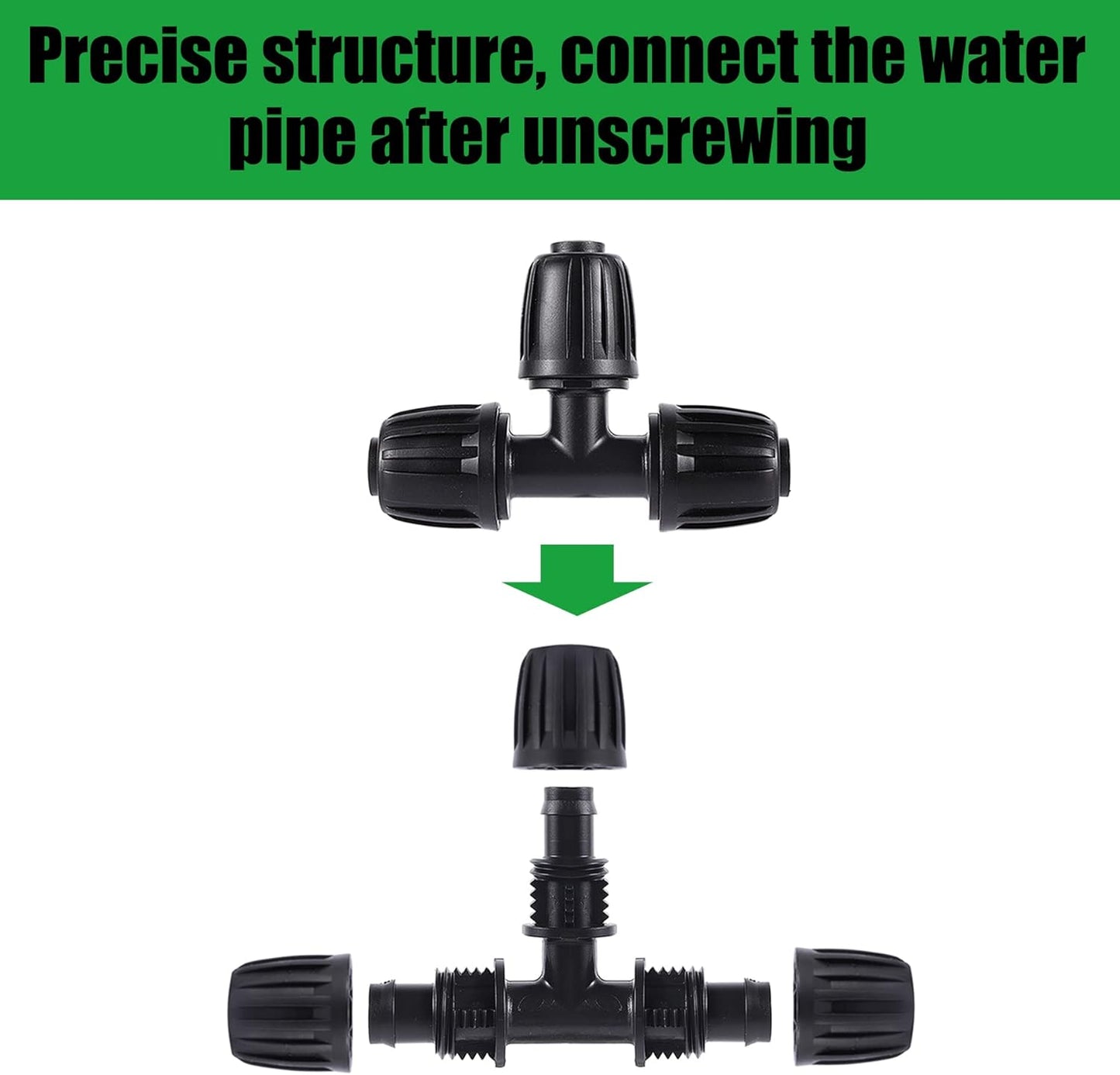 1/2 inch Irrigation Fittings Tee Connectors For (1/2" ID x0.6-0.63" OD) 16mm Drip Tubing Barbed Connectors-10 Pcs/pack