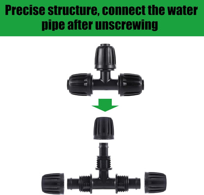 1/2 inch Irrigation Fittings Tee Connectors For (1/2" ID x0.6-0.63" OD) 16mm Drip Tubing Barbed Connectors-10 Pcs/pack