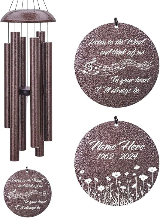 Personalized Sympathy Wind Chime, Memorial Wind Chimes for Loss of Loved One, Bereavement in Memory Wind Chimes, Sympathy Gifts in Memory of Father, Mother or a Loved One