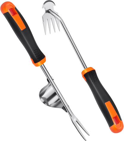 Weed Puller Tool, Rubber Handle Weed Remover Tool, Manual Weeder,V-Shaped Weeding Tool, 4 Teeth Weeding Tool,Planting and Weeding for Garden, Patio, Backyard Farm(2PC)
