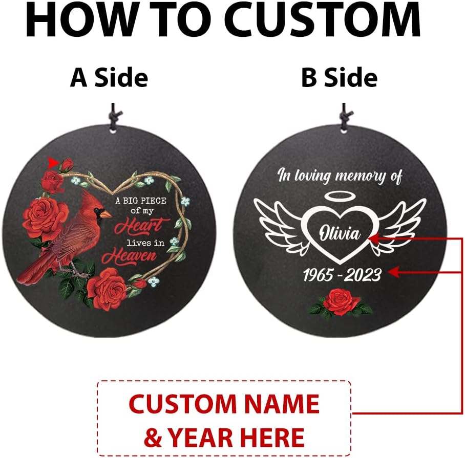 Personalized 36" Memorial Wind Chimes for Outside, Sympathy and Bereavement Gift for Loss of Loved One, A Thoughtful Remembrance of Mother, Father or Husband for Garden and Patio