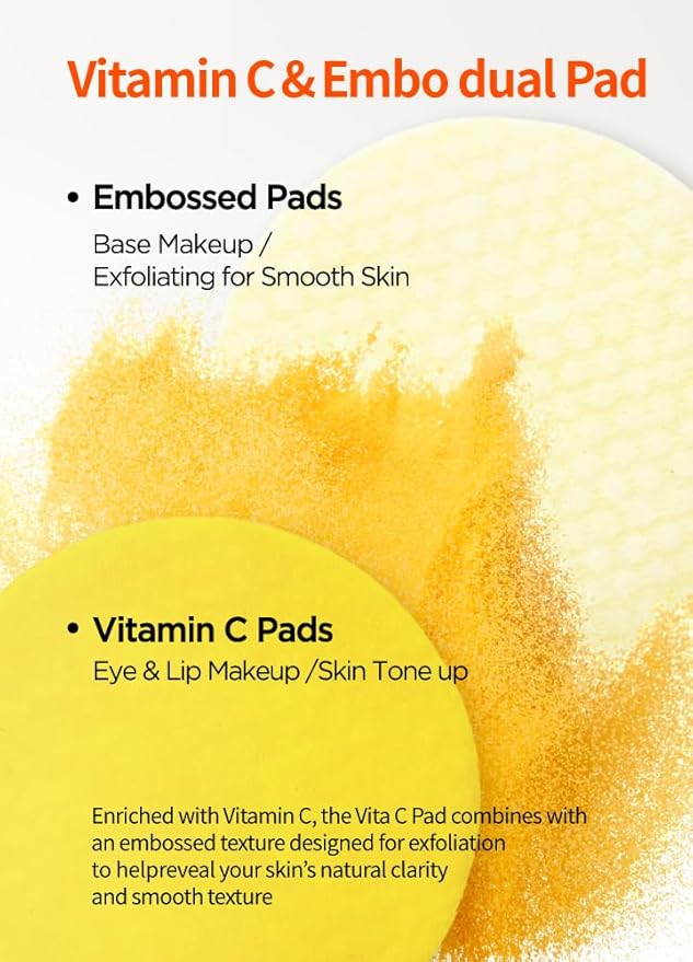 BEAUDIANI Soonssak Vitamin C Cleansing Pads – One-Swipe Makeup Remover, Low-pH 5.3, Dual-Texture Exfoliating Toner Pads, Hydrating Lyocell, Sensitive-Skin Friendly – 50 Count