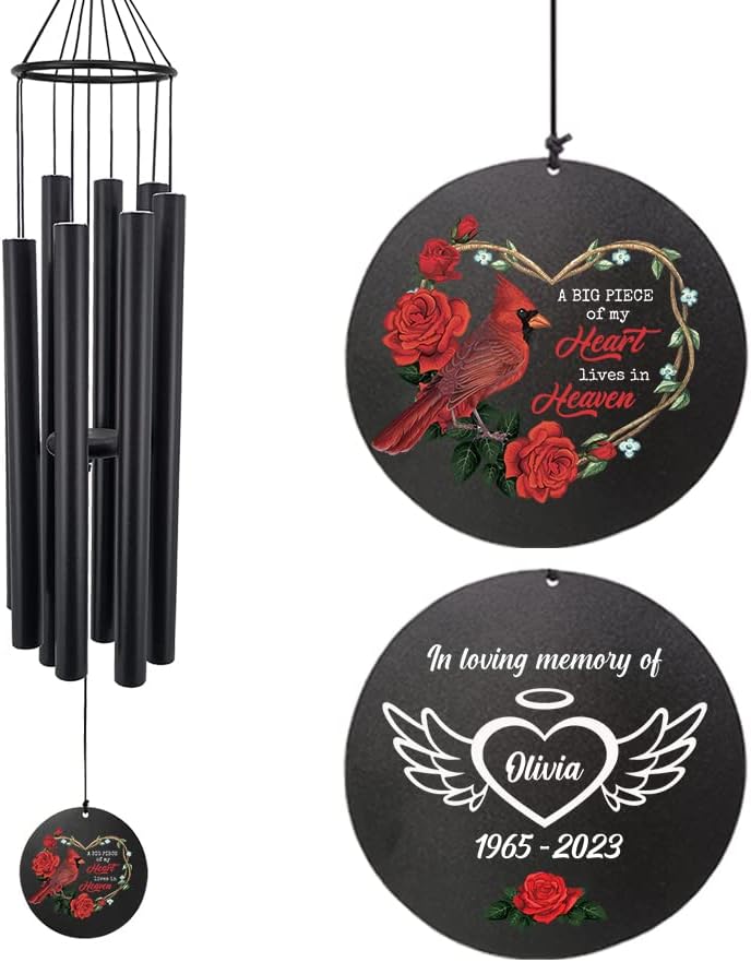 Personalized 36" Memorial Wind Chimes for Outside, Sympathy and Bereavement Gift for Loss of Loved One, A Thoughtful Remembrance of Mother, Father or Husband for Garden and Patio