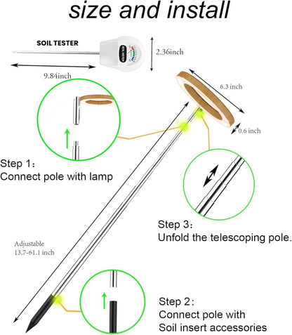 Plant Grow Light,yadoker LED Growing Light Full Spectrum for Indoor Plants, Paired with a Soil Tester,Height Adjustable, Automatic Timer, 5V Low Safe Voltage,Idea for Large Plant Light