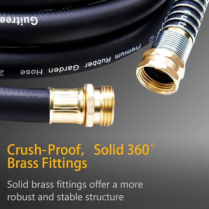 150FT 5/8 Heavy Duty Rubber Garden Hose - 200psi Working, 1000psi Burst - Hot/Cold Water - Five-Layered Braiding for Durability - Versatile for Gardening, Agriculture, Construction(Black)
