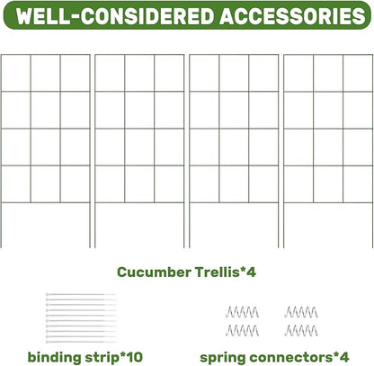 DOEWORKS Cucumber Trellis, 39" High Foldable A Frame Garden Trellis, 2 Pack, Plant Support for Climbing Cucumber, Beans, Tomatoes, Flowers, Green