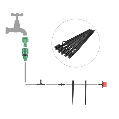 MECCANIXITY Irrigation Drip Support Stakes 200mm Length PP Plastic Black for 1/4" Tube Hose for Gardening Patio Lawn Pack of 5