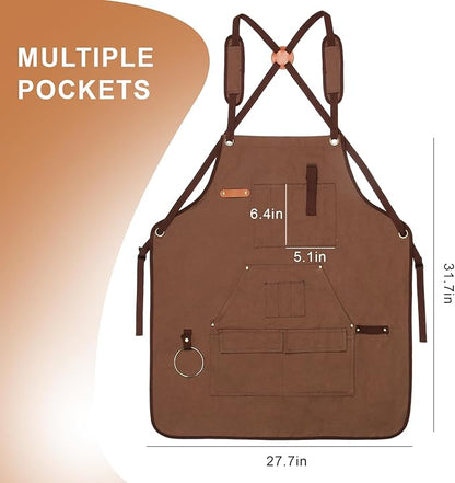Multi-Functional Men's Tool Apron, Multi-Pocket Canvas Apron, Woodworking, Mechanic, Blacksmith, Waiter Work Apron