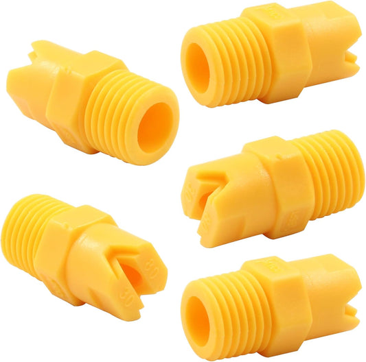 5Pcs 1/4" NPT Male Thread Flat Fan Sprayer Tip 80 Degree Yellow Nozzle Sprayer Nozzle for Industrial Agricultural Equipment Irrigation Cooling