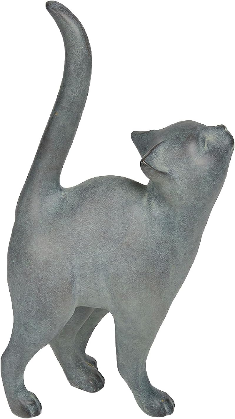 Newman House Studio Garden-Statues Cat-Figurines Home Garden Decor - Farmhouse Backyard Polyresin Kitten 7.6L x 4W x 14.5H inch