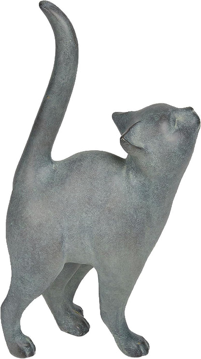Newman House Studio Garden-Statues Cat-Figurines Home Garden Decor - Farmhouse Backyard Polyresin Kitten 7.6L x 4W x 14.5H inch